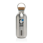 Stainless steel water bottle with anti-drip lid, 600 ml, Black+Blum turquoise colour