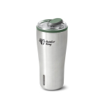 Leakproof stainless steel thermal tumbler, 600 ml olive green colour view with logo