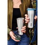 Leakproof stainless steel thermal tumbler, 600 ml olive green colour ambient view 4