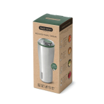 Leakproof stainless steel thermal tumbler, 600 ml olive green colour view with box