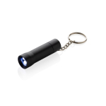 Recycled aluminium LED torch keyring, 15 lumens black colour