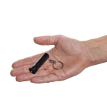 Recycled aluminium LED torch keyring, 15 lumens black colour