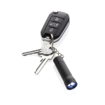 Recycled aluminium LED torch keyring, 15 lumens black colour
