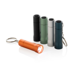 Recycled aluminium LED torch keyring, 15 lumens black colour