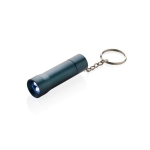 Recycled aluminium LED torch keyring, 15 lumens blue colour