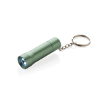 Recycled aluminium LED torch keyring, 15 lumens green colour