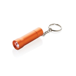 Recycled aluminium LED torch keyring, 15 lumens orange colour