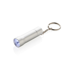 Recycled aluminium LED torch keyring, 15 lumens silver colour
