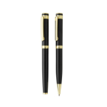 Recycled brass pen set with gold detail, blue ink black colour