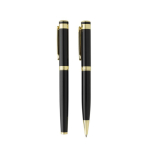Recycled brass pen set with gold detail, blue ink black colour
