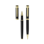 Recycled brass pen set with gold detail, blue ink black colour
