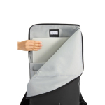 Multipurpose backpack with water-resistant fabric and flap, 16” laptop black colour