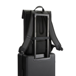 Multipurpose backpack with water-resistant fabric and flap, 16” laptop black colour