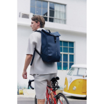 Multipurpose backpack with water-resistant fabric and flap, 16” laptop navy-blue colour