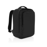 RPET travel backpack with 19 L capacity and top handle black colour