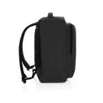 RPET travel backpack with 19 L capacity and top handle black colour