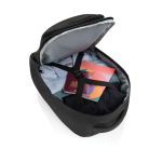 RPET travel backpack with 19 L capacity and top handle black colour
