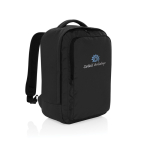 RPET travel backpack with 19 L capacity and top handle black colour