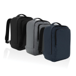 RPET travel backpack with 19 L capacity and top handle black colour