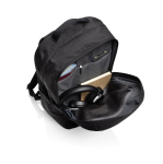 Laptop backpack with front zip pocket, 15.6”, Swiss Peak black colour