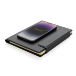 Eco magnetic portfolio with hardcover, A5, ruled pages black colour