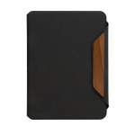RPET and walnut portfolio with cream paper, A5, ruled pages black colour