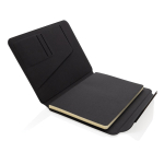 RPET and walnut portfolio with cream paper, A5, ruled pages black colour