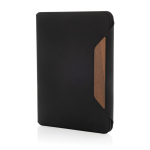 RPET and walnut portfolio with cream paper, A5, ruled pages black colour
