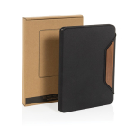 RPET and walnut portfolio with cream paper, A5, ruled pages black colour