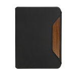 Hardcover walnut portfolio with 70 g/m² paper, A4, ruled pages black colour