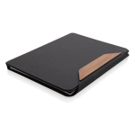 Hardcover walnut portfolio with 70 g/m² paper, A4, ruled pages black colour