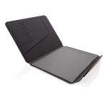 Hardcover walnut portfolio with 70 g/m² paper, A4, ruled pages black colour
