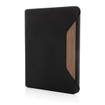 Hardcover walnut portfolio with 70 g/m² paper, A4, ruled pages black colour