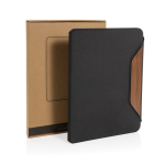 Hardcover walnut portfolio with 70 g/m² paper, A4, ruled pages black colour