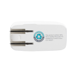 Multi-region travel charger with integrated travel pouch white colour