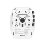 Universal travel adapter with 2 ports and included cable white colour