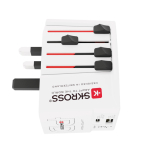 Universal travel adapter with 2 ports and included cable white colour