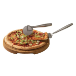 Stainless steel pizza utensil set for giveaways shiny silver colour