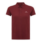 Women's casual-fit recycled cotton piqué polo, 220 g/m² burgundy colour view with logo