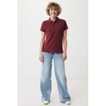 Women's casual-fit recycled cotton piqué polo, 220 g/m² burgundy colour model view