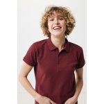 Women's casual-fit recycled cotton piqué polo, 220 g/m² burgundy colour fourth model view