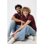 Women's casual-fit recycled cotton piqué polo, 220 g/m² burgundy colour fifth model view