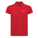 Women's casual-fit recycled cotton piqué polo, 220 g/m² red colour view with logo