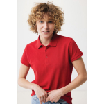 Women's casual-fit recycled cotton piqué polo, 220 g/m² red colour fifth model view
