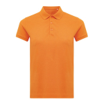 Women's casual-fit recycled cotton piqué polo, 220 g/m² orange colour
