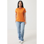 Women's casual-fit recycled cotton piqué polo, 220 g/m² orange colour second model view