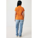 Women's casual-fit recycled cotton piqué polo, 220 g/m² orange colour fourth model view