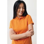 Women's casual-fit recycled cotton piqué polo, 220 g/m² orange colour fifth model view