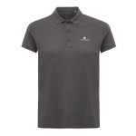 Women's casual-fit recycled cotton piqué polo, 220 g/m² matt silver colour view with logo