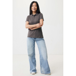 Women's casual-fit recycled cotton piqué polo, 220 g/m² matt silver colour model view